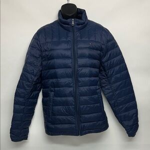 Men's Navy Puffer Jacket Tommy Hilfiger natural down feathers, packable, med
